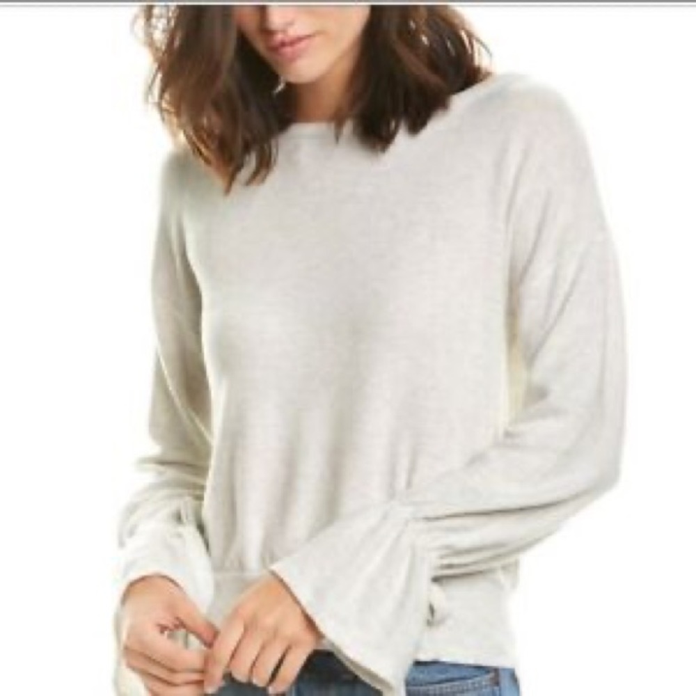 Three dots brushed sweater with cinched bell sleeves